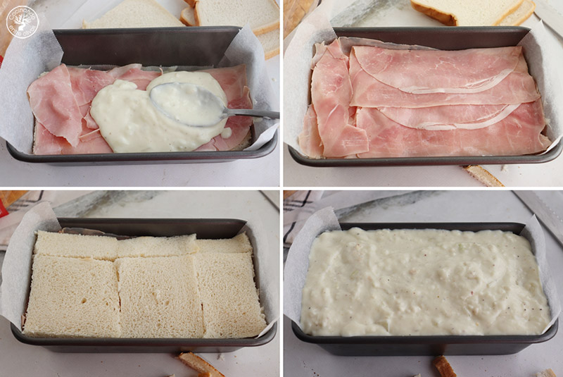 pastel de pan de molde con jamón y queso