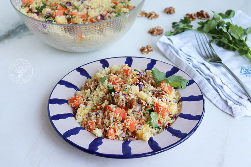 Ensalada de cous cous con batata y nueces