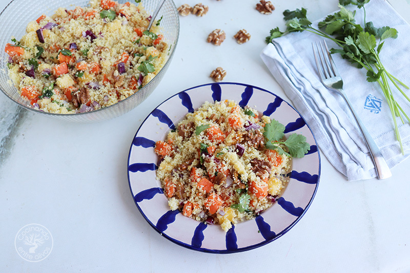 Ensalada de cous cous con batata y nueces