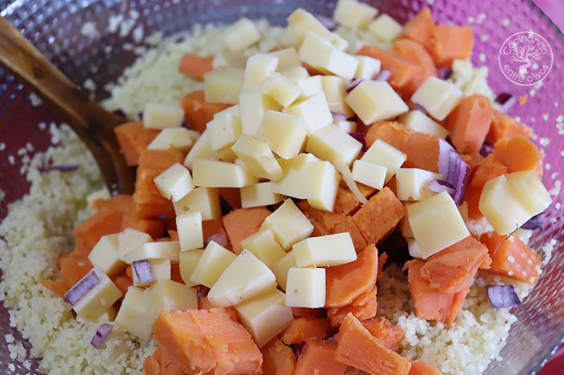 Ensalada de cous cous con batata y nueces