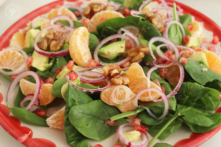 Ensalada de espinacas con mandarinas