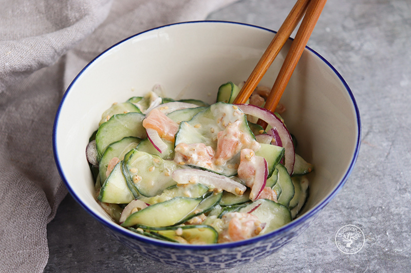 Ensalada viral de pepino y salmón